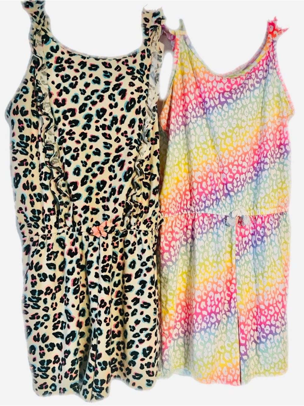 wonder nation Cream Leopard & Rainbow Leopard Girls' One-Piece Rompers